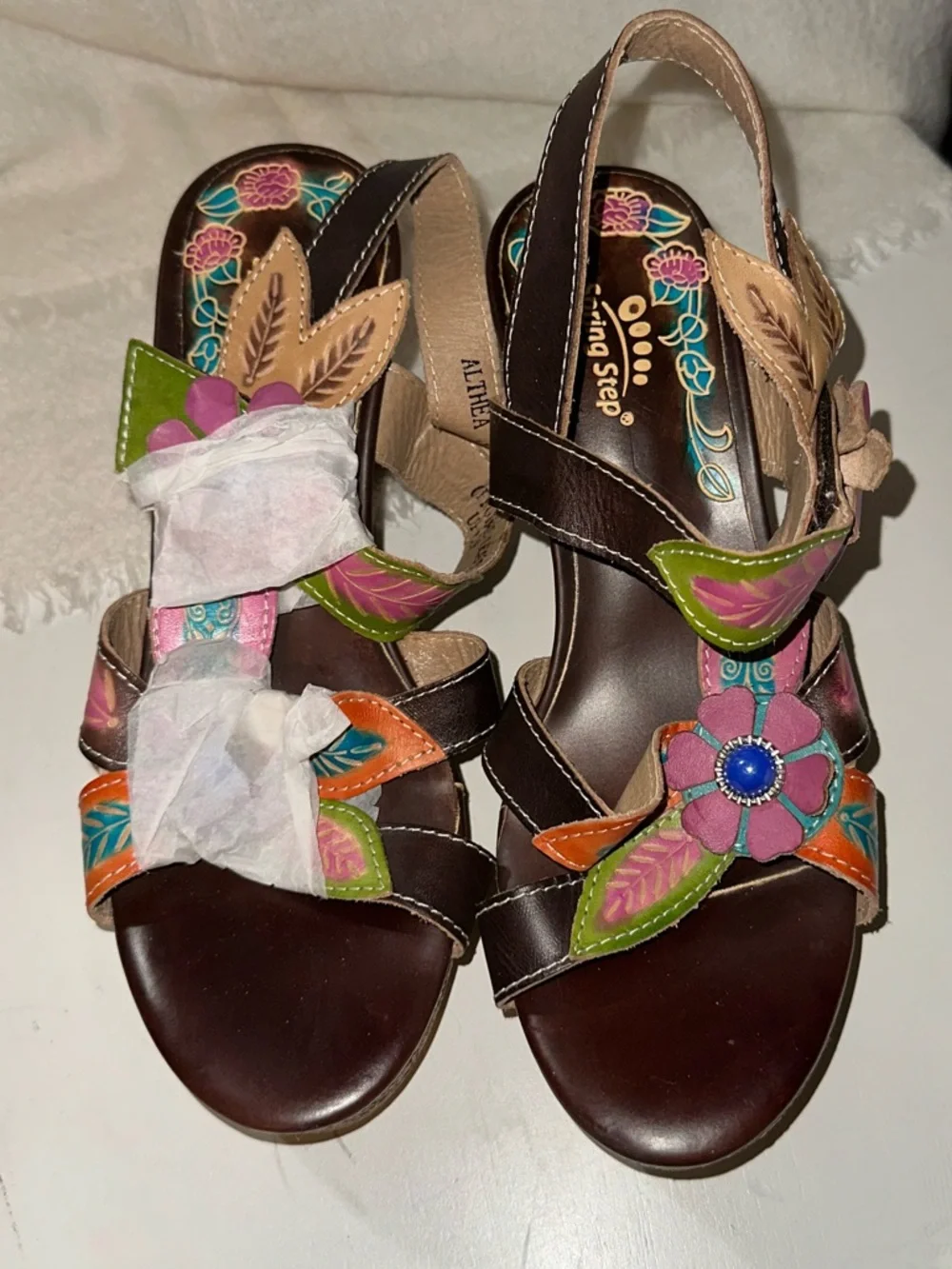 Spring Step L'Artiste Floral Sandals NWOT - size 39 (US 8 - 8 1/2) - Picture 2 of 7